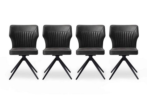 Aydin Set of 4 Swivel Dining Chairs   Dark Grey