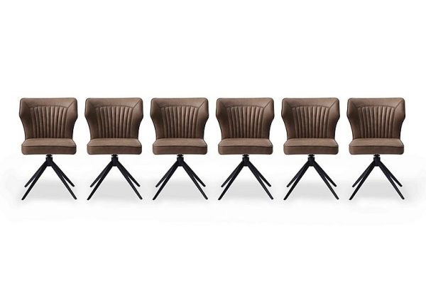 Aydin Set of 6 Swivel Dining Chairs   Light Brown