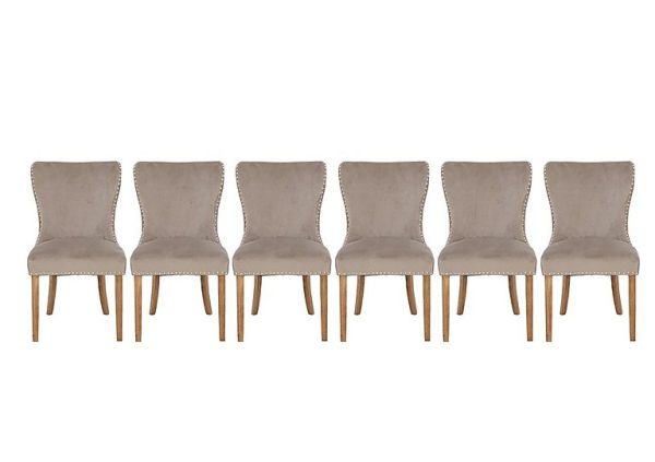 Chennai Set of 6 Luxe Dining Chairs   Taupe