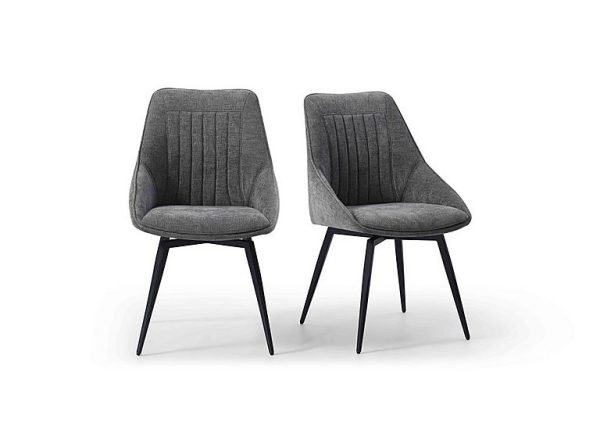 Crete Pair of Swivel Dining Chairs   Dark Grey