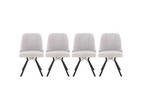 Habufa   Detroit Set of 4 Dining Chairs   Light Grey