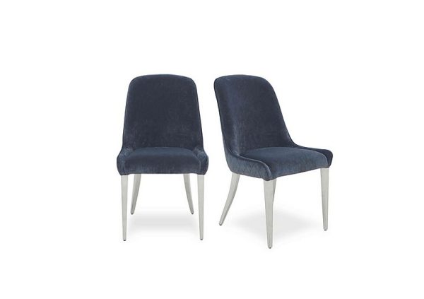 Gabana Pair of Velvet Dining Chairs   Blue