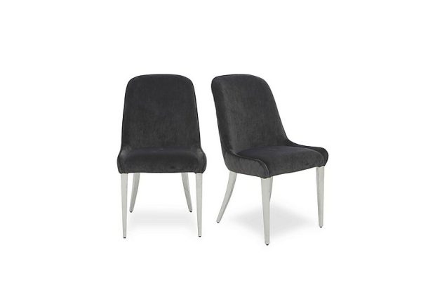 Gabana Pair of Velvet Dining Chairs   Charcoal