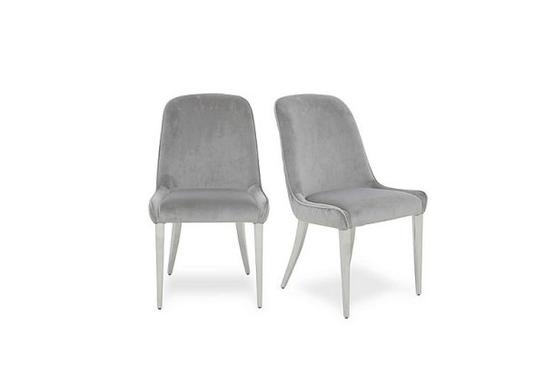 Gabana Pair of Velvet Dining Chairs   Stone