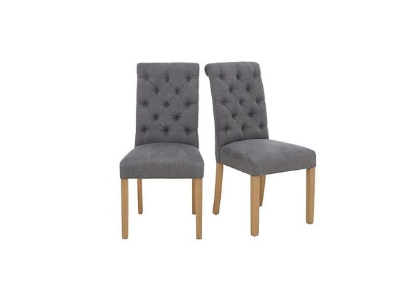 Furnitureland   Hamilton Pair of Button Back Dining Chairs   Charcoal