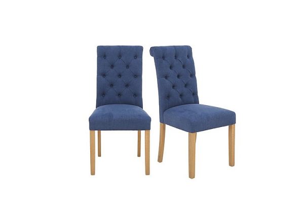 Furnitureland   Hamilton Pair of Button Back Dining Chairs   Denim