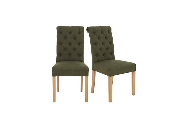 Furnitureland   Hamilton Pair of Button Back Dining Chairs   Forest