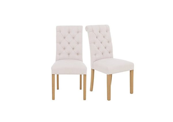 Furnitureland   Hamilton Pair of Button Back Dining Chairs   Taupe