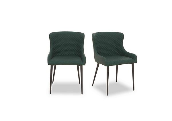 Hanoi Pair of Faux Leather Dining Chairs   Bottle Green