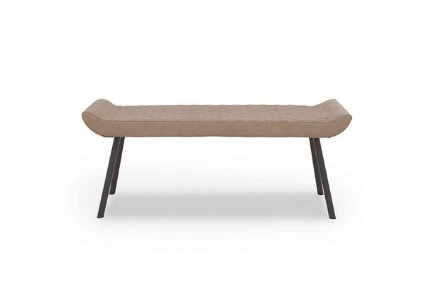 Ion Faux NC Leather Low Dining Bench   Light Brown