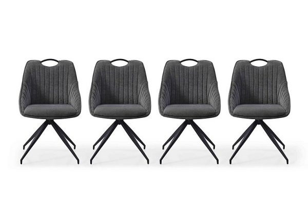 Jai Set of 4 Swivel Dining Chairs   Dark Grey