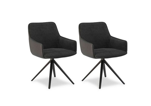 Jose Pair of Swivel Dining Arm Chairs   Anthracite