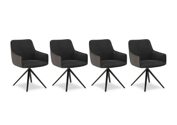 Jose Set of 4 Swivel Dining Arm Chairs   Anthracite