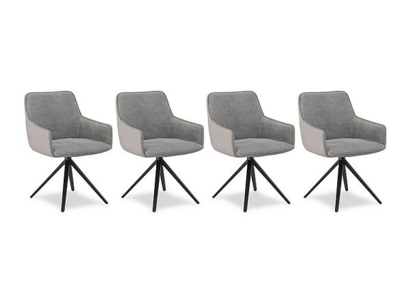 Jose Set of 4 Swivel Dining Arm Chairs   Stone