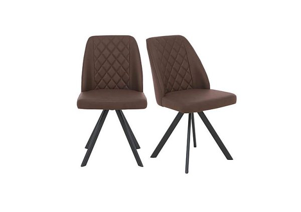 Mars Pair of Faux Leather Swivel Dining Chairs