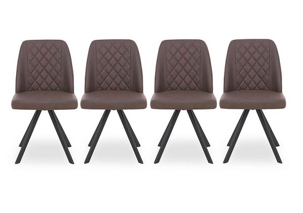 Mars Set of 4 Faux Leather Swivel Dining Chairs