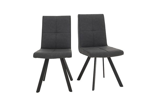 Phoenix Pair of Dining Chairs   Dark Grey