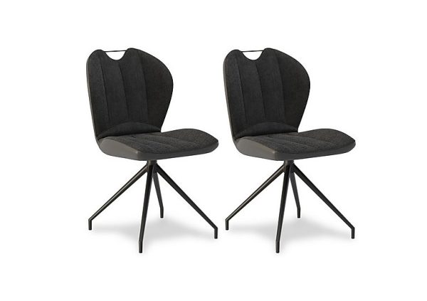 Raul Pair of Swivel Dining Chairs   Anthracite