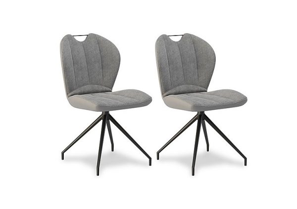 Raul Pair of Swivel Dining Chairs   Stone