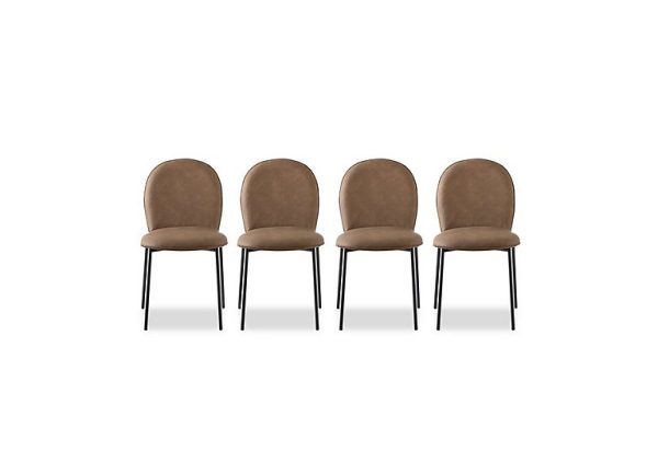 Connubia   Riley Set of 4 Mid Black Metal Leg Dining Chairs   Tobacco