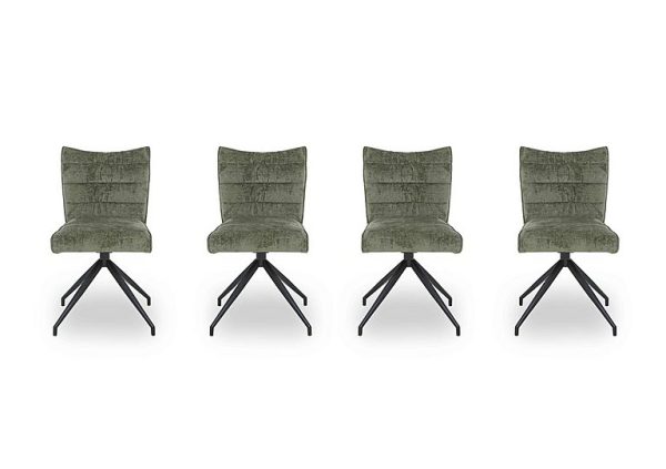 Saturn Set of 4 Swivel Dining Chairs   Green