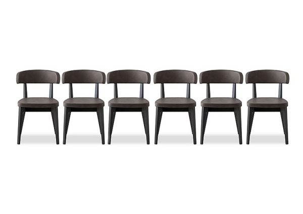 Connubia   Siren Set of 6 Graphite Wooden Leg Dining Chairs