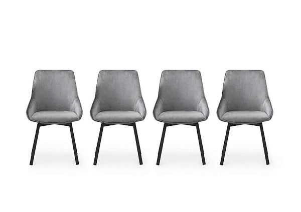 Veja Set of 4 Swivel Dining Chairs   Grey