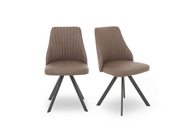 Vida Pair of Swivel Dining Chairs   Brown