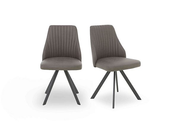 Vida Pair of Swivel Dining Chairs   Dark Grey