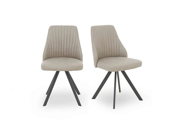 Vida Pair of Swivel Dining Chairs   Light Grey