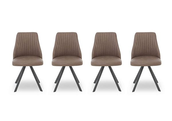 Vida Set of 4 Swivel Dining Chairs   Brown