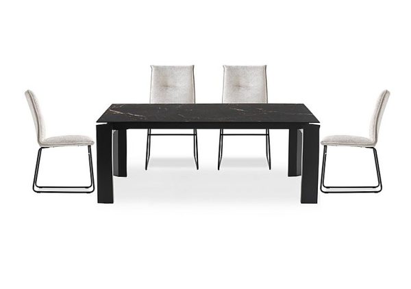 Connubia   Viola 220cm Extra Large Extending Dining Table with Calacatta Ceramic Top and Graphite Wooden Legs and 4 Maya Chairs