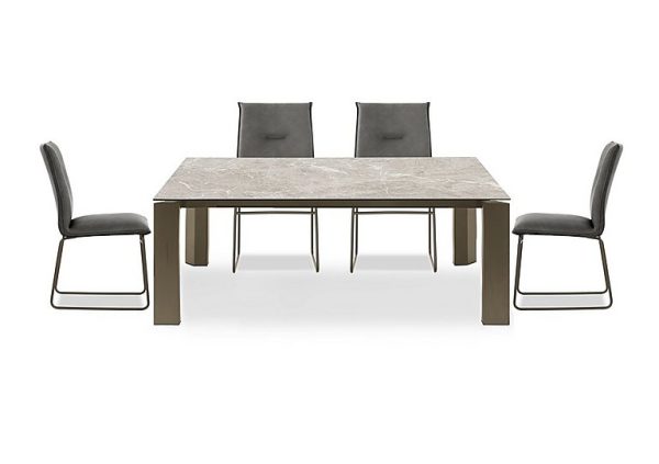 Connubia   Viola 180cm Large Extending Dining Table with Arenaria Ceramic Top and Lava Metal Legs and 4 Maya Chairs