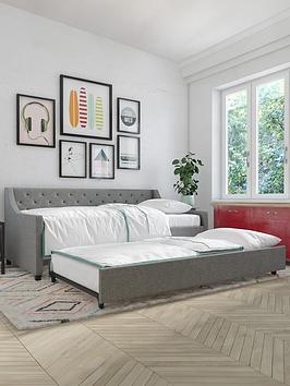 Novogratz Elena Single Linen Daybed With Trundle   Grey