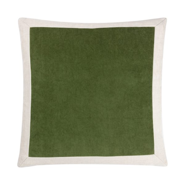 Linen Velvet Cushion   Olive Oil