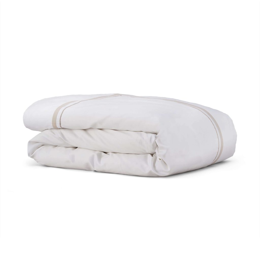 Cotton Collection Sateen Double Row Duvet Cover   Natural Double