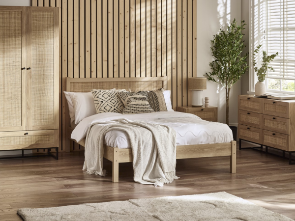 Julian Bowen Padstow Rattan King Size Oak Wooden Bed