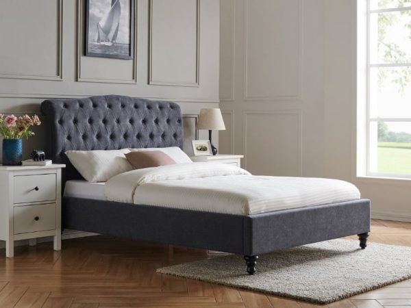 Limelight Rosa Double Dark Grey Fabric Bed