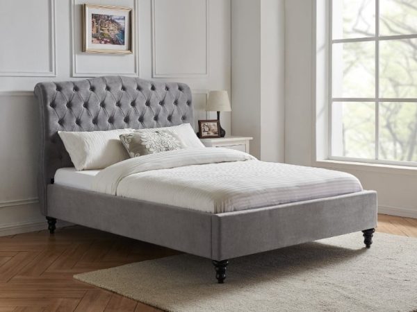 Limelight Rosa King Size Light Grey Fabric Bed