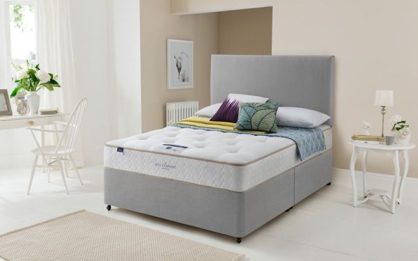 Silentnight Amsterdam Miracoil Ortho Divan Bed Set Double Matching Paris Headboard Half Ottoman + 2 Drawers Slate Grey