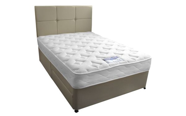 Silentnight Moretto Miracoil Divan Bed Set Double No Headboard Required Half Ottoman + 2 Half Drawers Sandstone