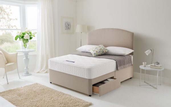 Silentnight Essentials Mirapocket 1000 Divan Bed Set Single No Headboard Required No Storage Slate Grey