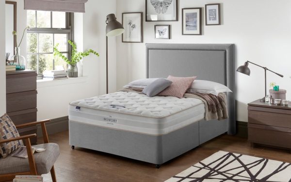 Silentnight Seoul Miracoil Memory Divan Bed Set Double No Headboard Required Full Ottoman Storage Sandstone